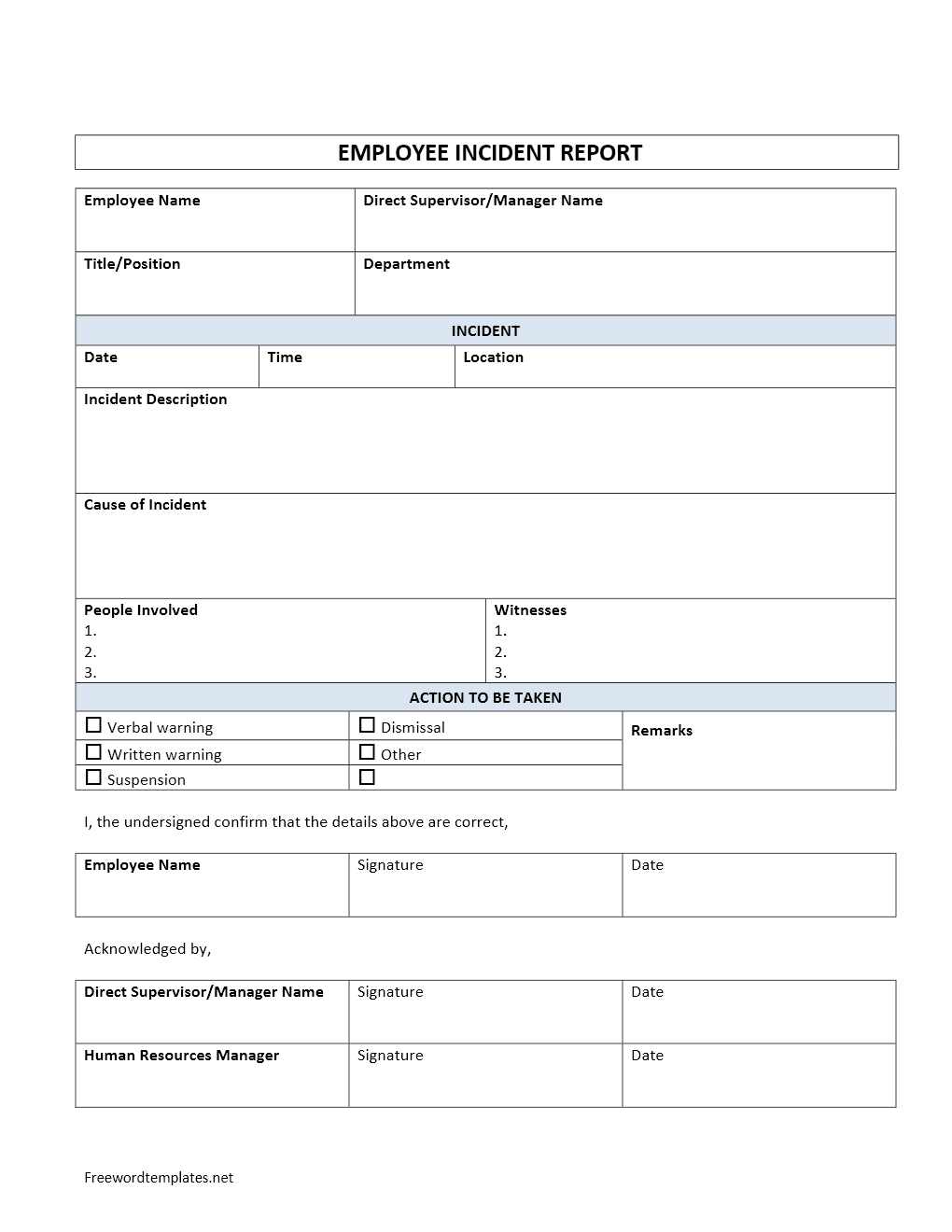 Fire Incident Report Form Doc Samples Format Sample Word Throughout Incident Report Form Template Word
