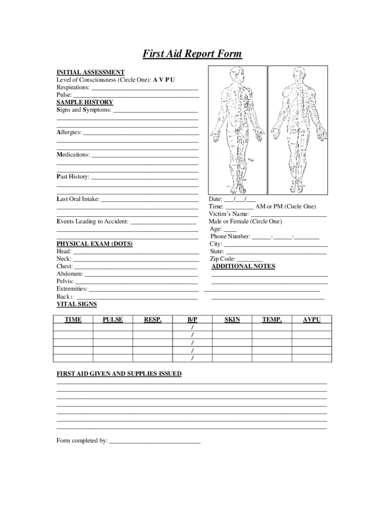 First Aid Report Form - 2 Free Templates In Pdf, Word, Excel Inside Patient Report Form Template Download