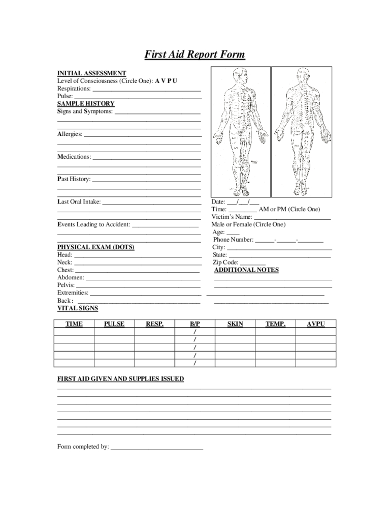 First Aid Report Form – 2 Free Templates In Pdf, Word, Excel Inside Patient Report Form Template Download