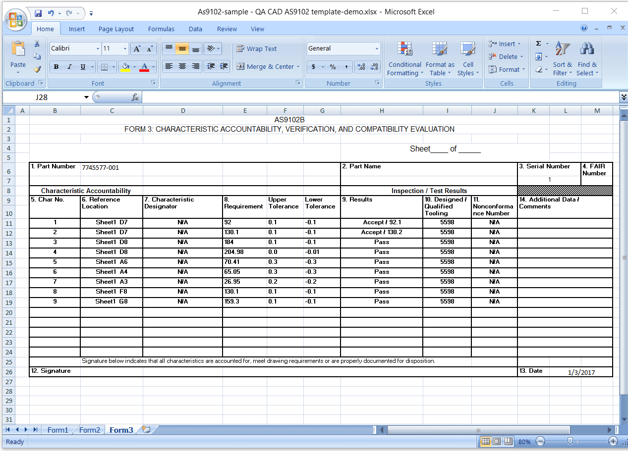 First Article Inspection Report Form (Download Free Sample With Regard To Part Inspection Report Template