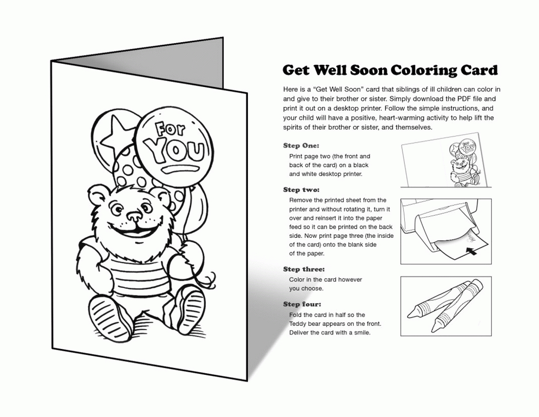 First Paper Printable Get Well Soon Cards Color Inside Get Well Card Template