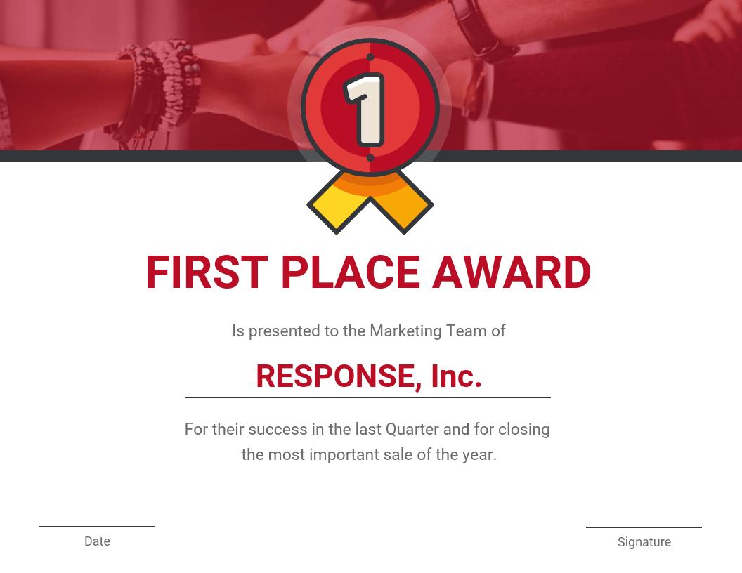First Place Award Certificate Template Template - Venngage Inside First Place Award Certificate Template