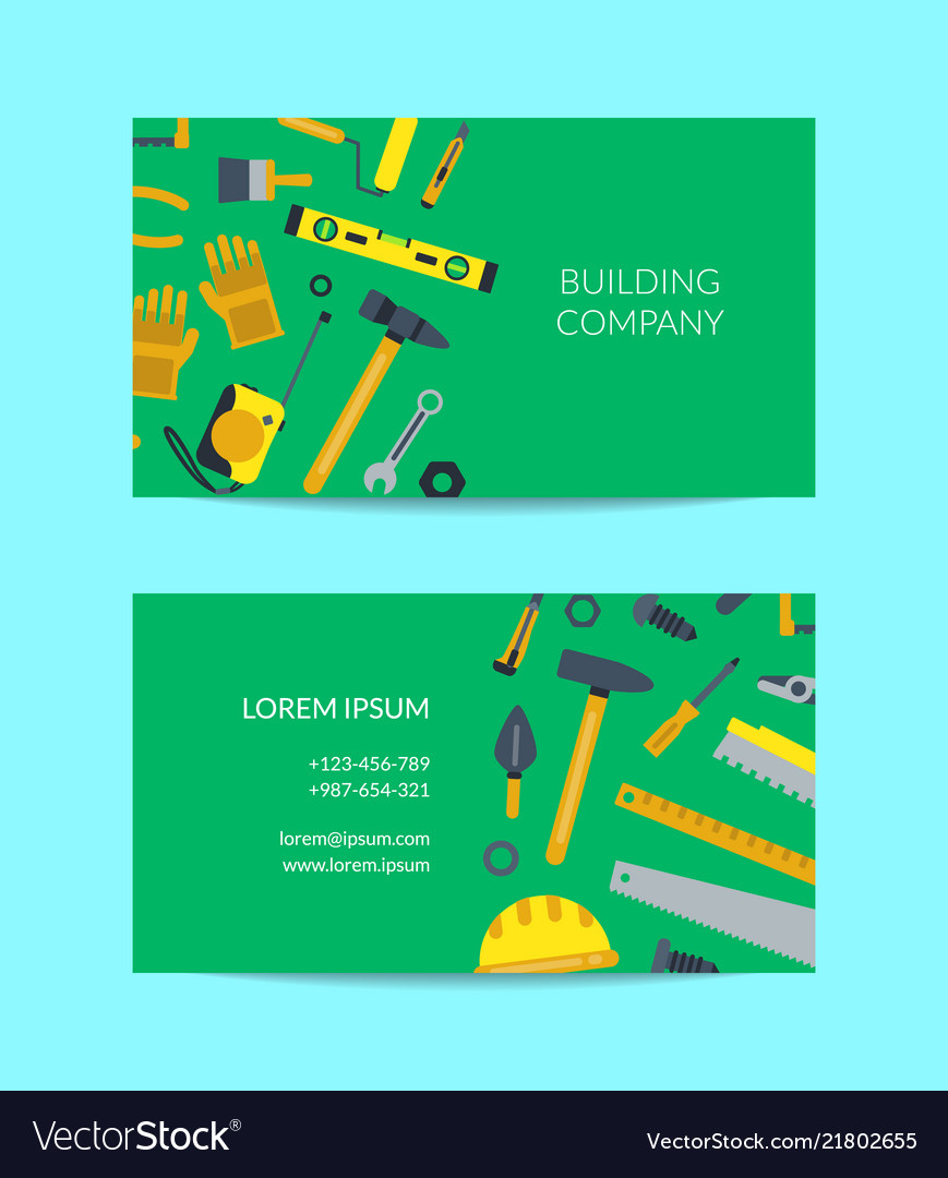 Flat Construction Tools Business Card Regarding Construction Business Card Templates Download Free