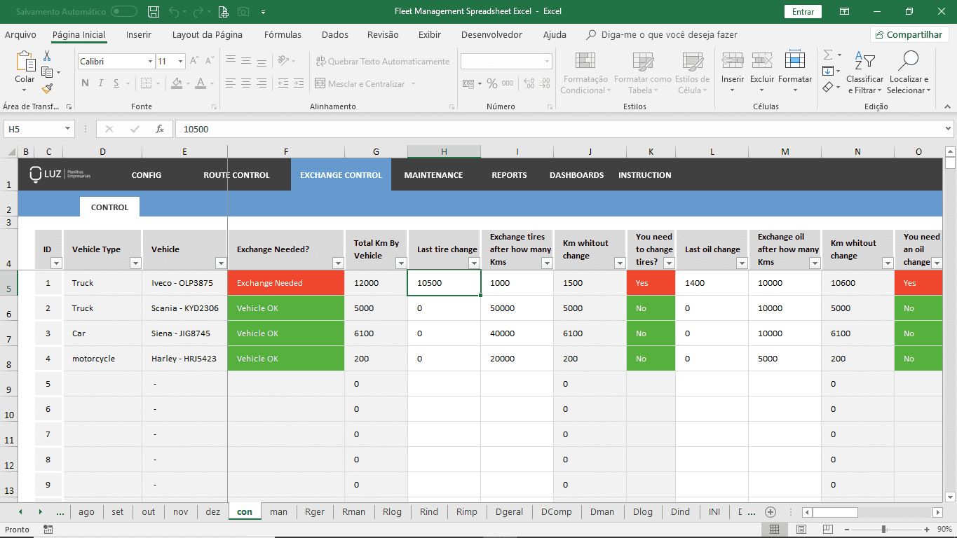 Fleet Management Spreadsheet Excel In Fleet Report Template