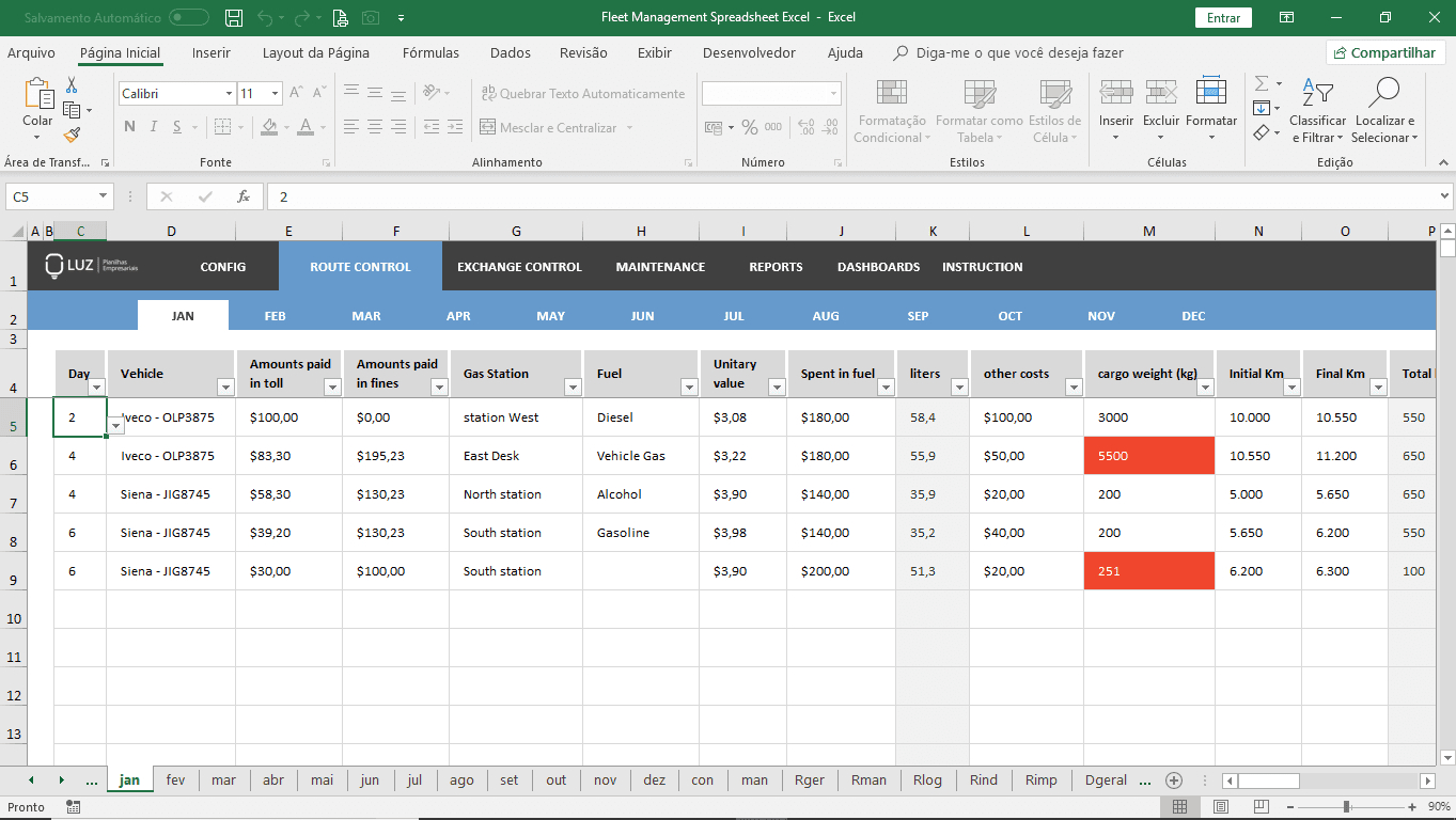 Fleet Management Spreadsheet Excel With Regard To Fleet Report Template
