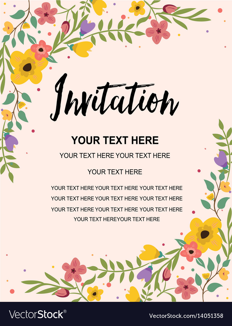 Floral Anniversary Party Invitation Card Template For Template For Anniversary Card