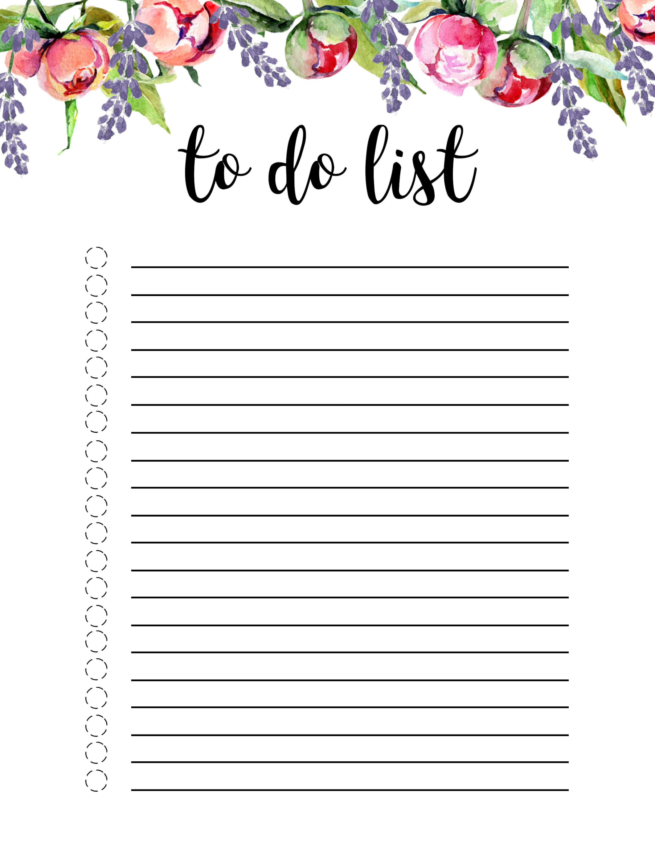 Floral To Do List Printable Template – Paper Trail Design Pertaining To Blank To Do List Template