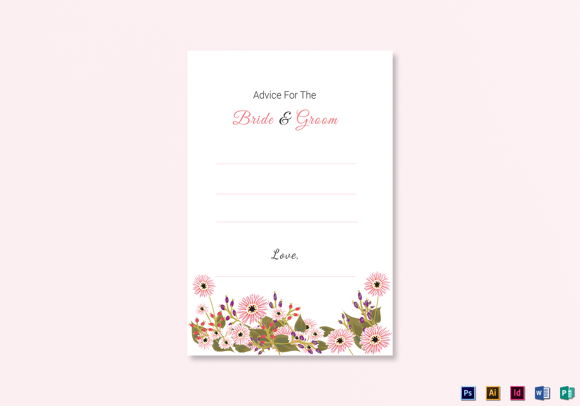 Floral Wedding Advice Card Template With Regard To Marriage Advice Cards Templates
