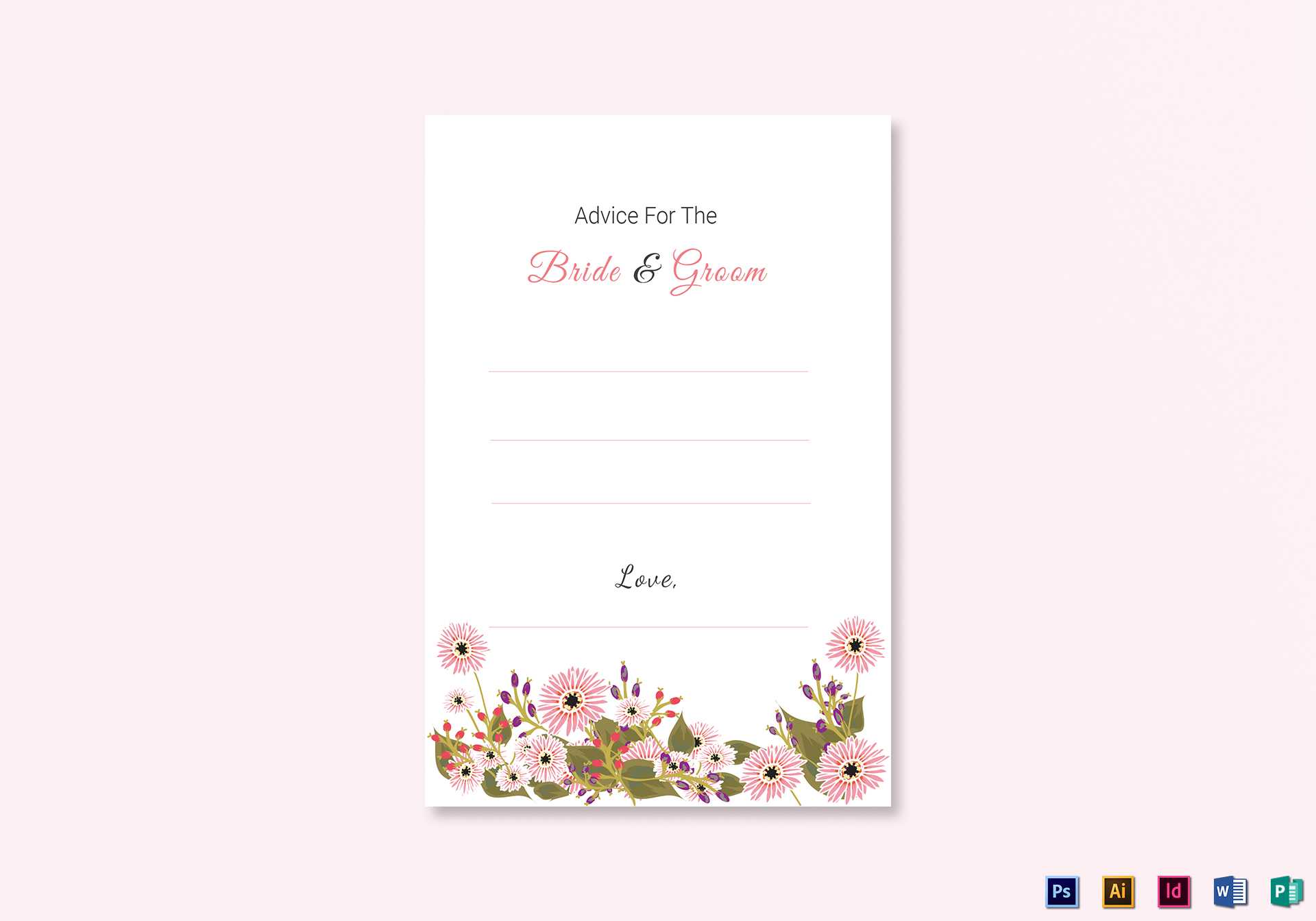 Floral Wedding Advice Card Template With Regard To Marriage Advice Cards Templates