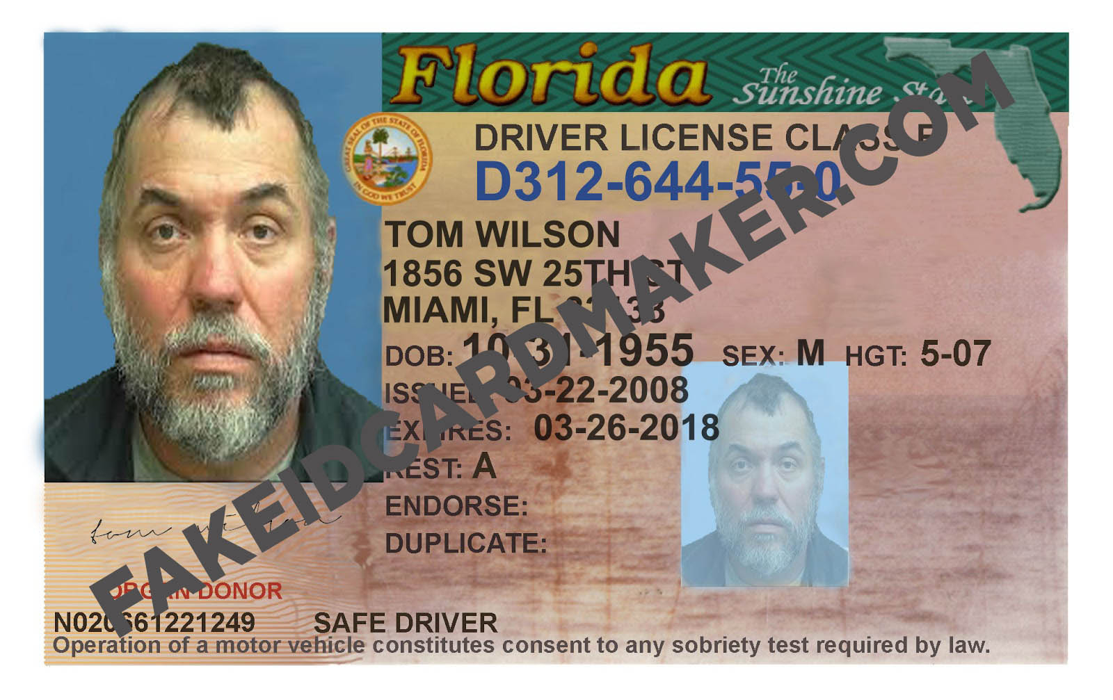 Florida Driver's License Fake Id Virtual Pertaining To Florida Id Card Template