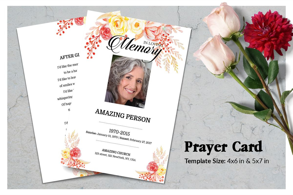 Flower Funeral Prayer Card Template Regarding Prayer Card Template For Word