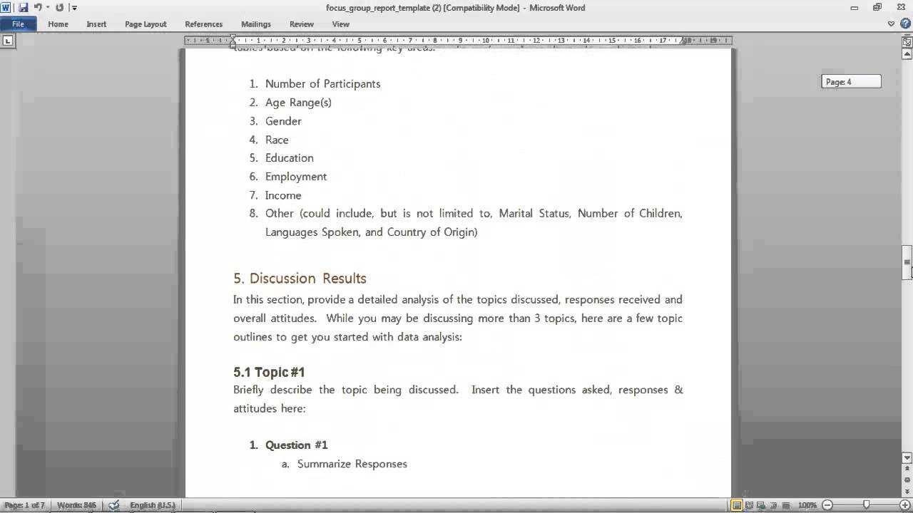 Focus Group Report Template With Focus Group Discussion Report Template