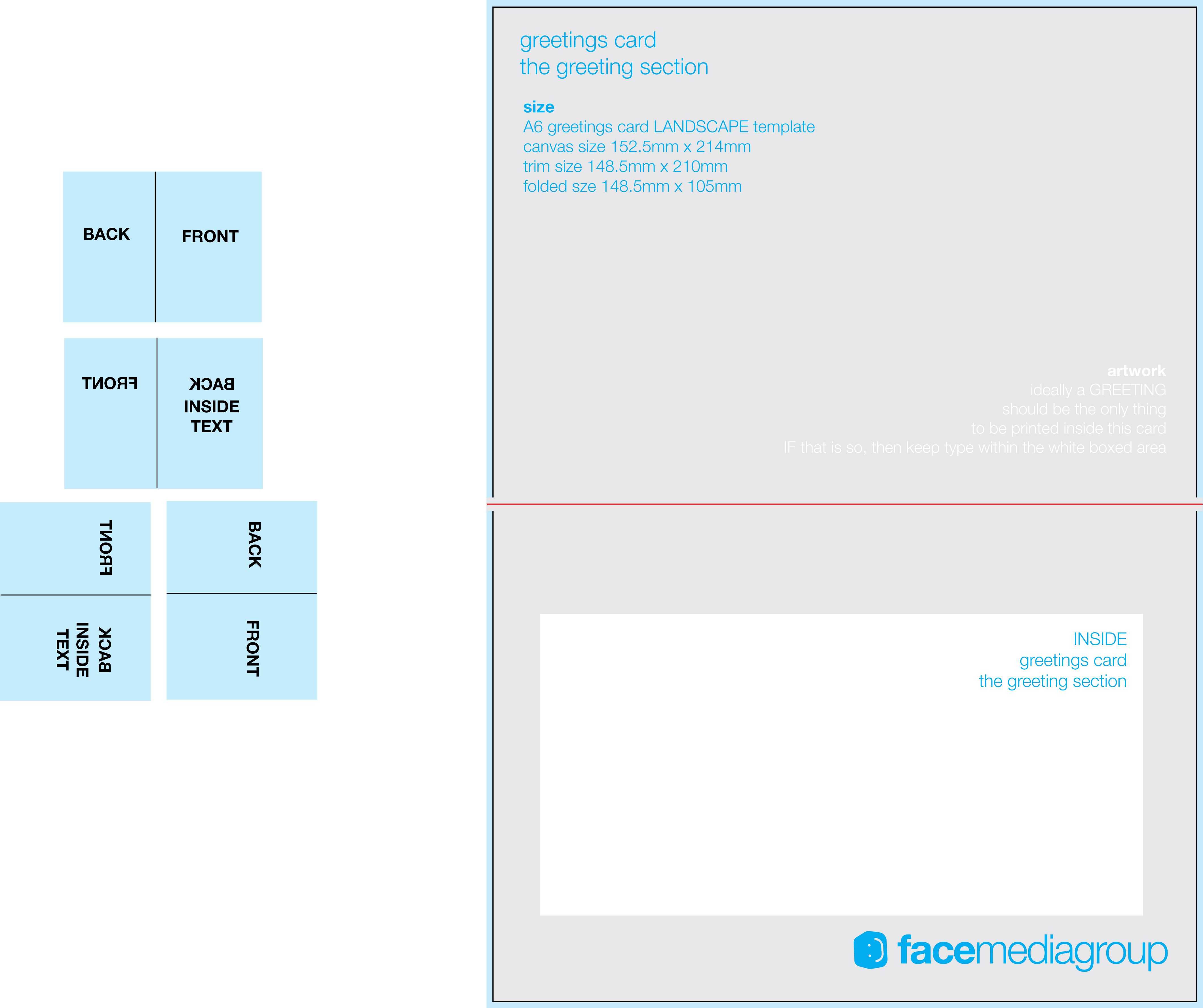 Folded Note Card Template Inside Quarter Fold Greeting Card Template