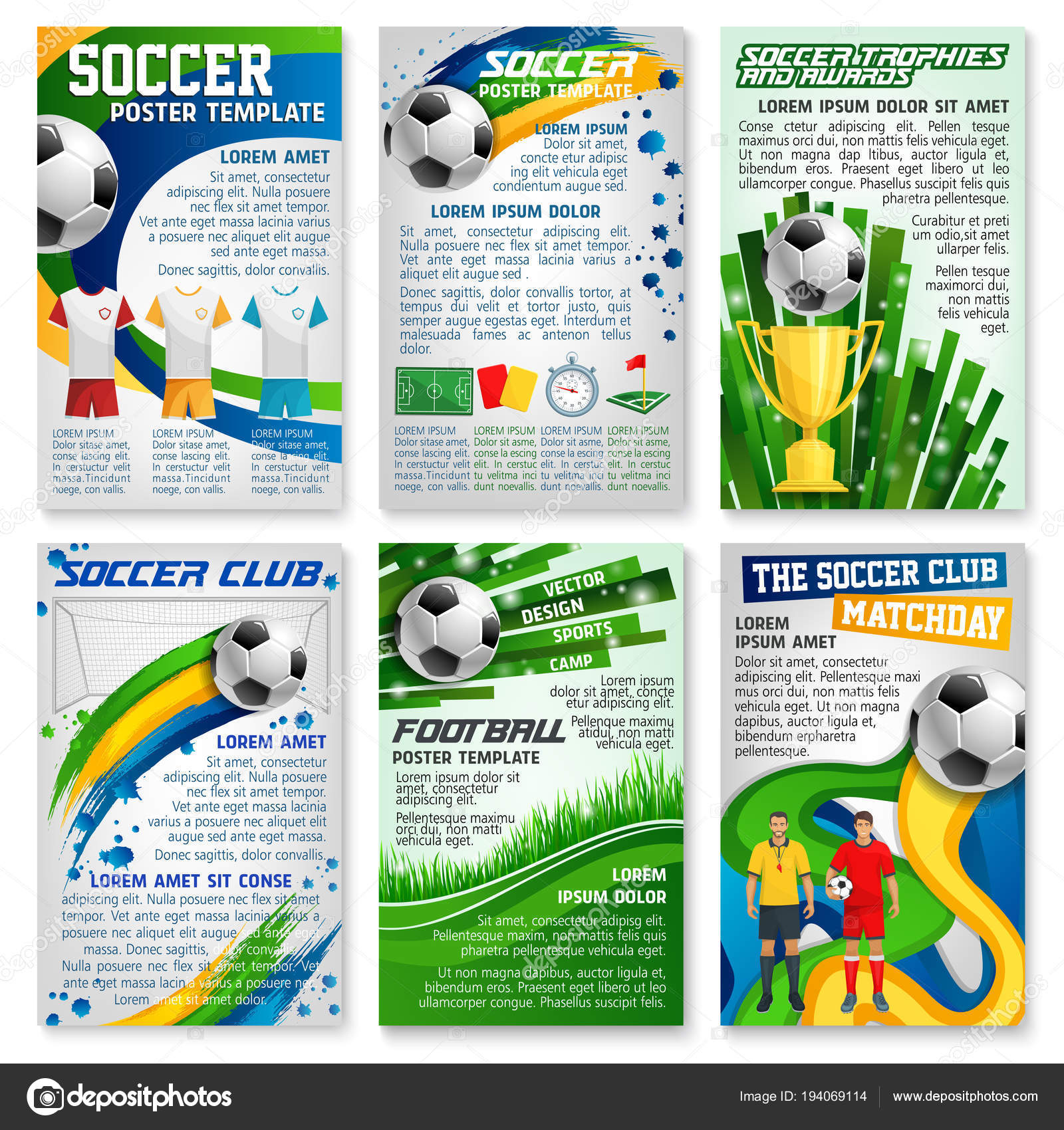 Football Or Soccer Game Banner, Sport Club Design — Stock With Football Referee Game Card Template