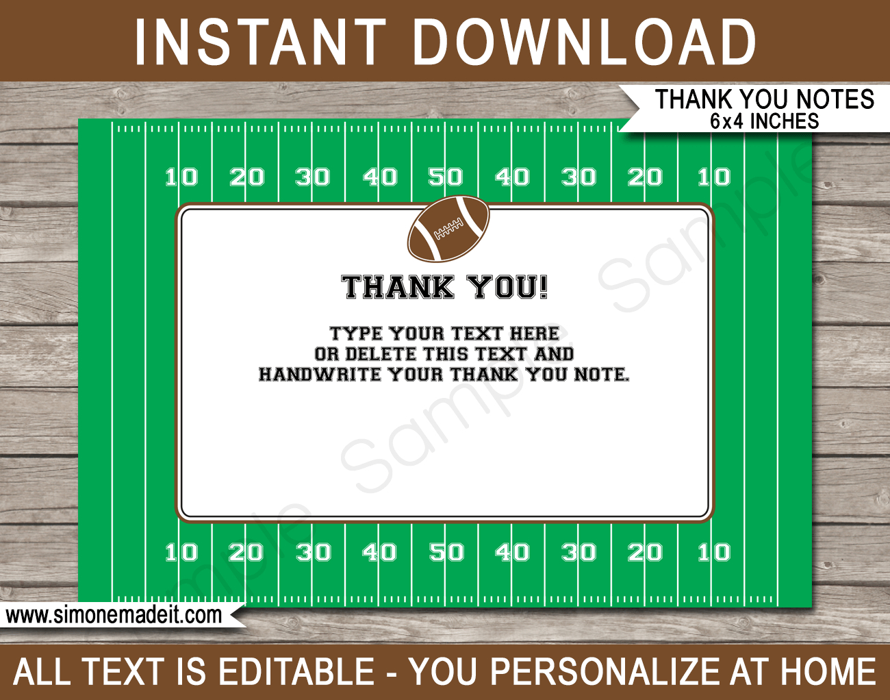 Football Party Thank You Cards Template Inside Soccer Thank You Card Template