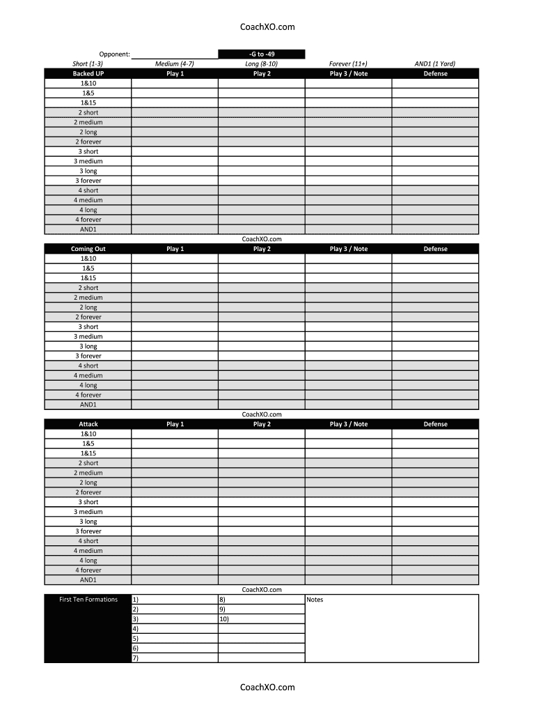 Football Play Sheet Blank – Fill Online, Printable, Fillable With Regard To Blank Call Sheet Template