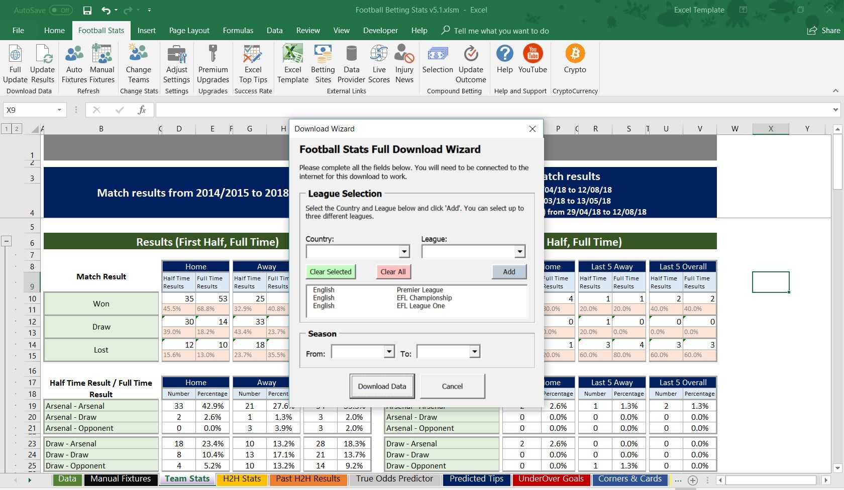 Football, Soccer Betting Odd Software. Microsoft Excel Spreadsheet. Auto  Results For Football Betting Card Template