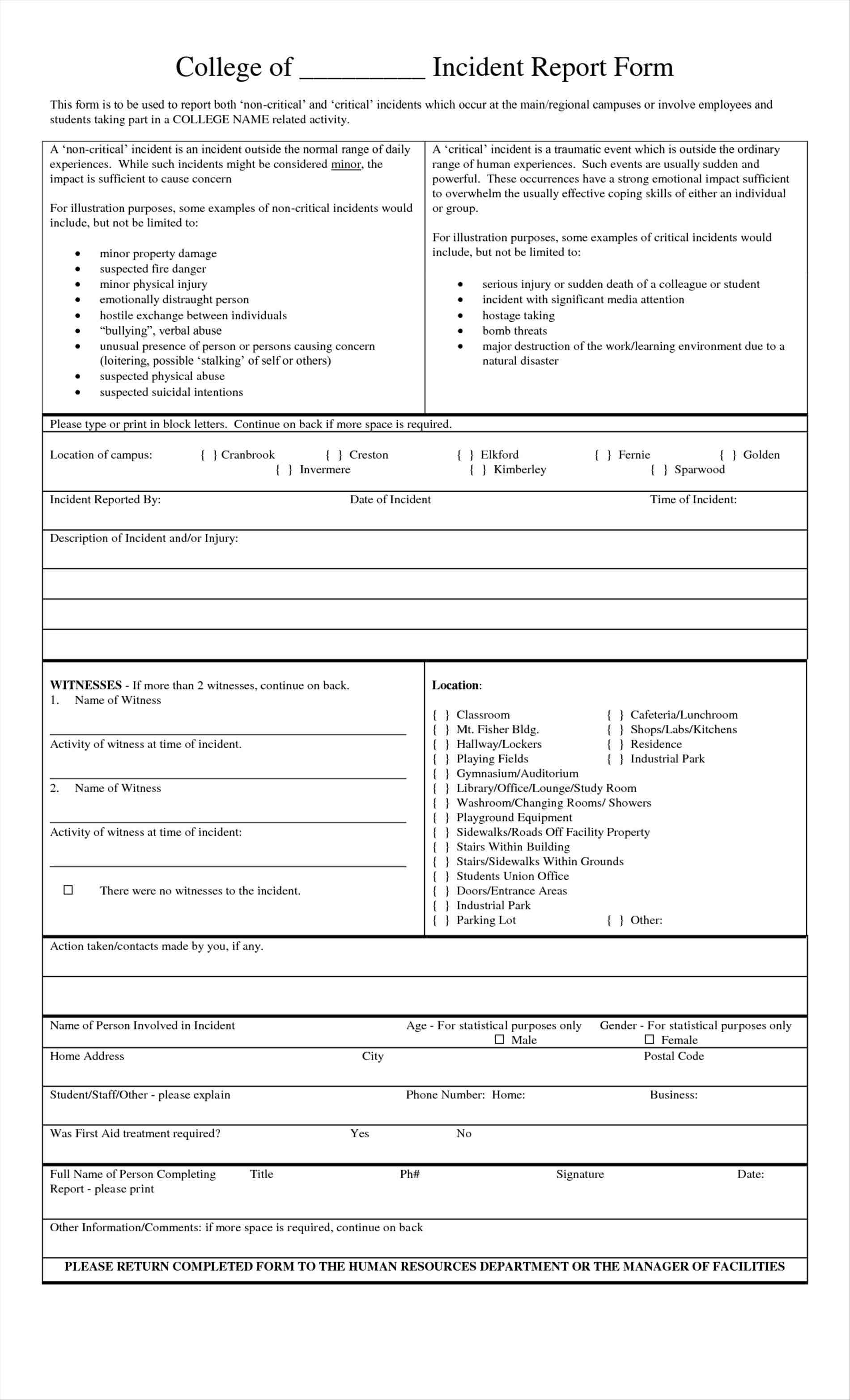 Form Accident Tigation Car Report Letter Example Valid Throughout Ohs Incident Report Template Free