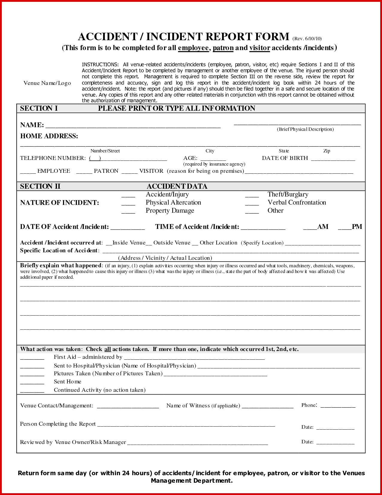 Form For Accident Incident Report Karis Sticken Co Injury Intended For First Aid Incident Report Form Template