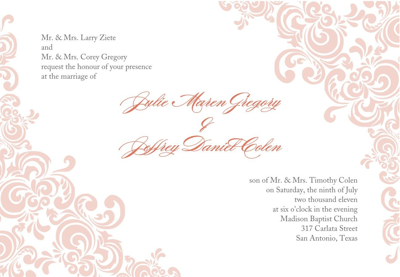 Formal Invitation Template Blank 3 | Free Printable Wedding Inside Blank Templates For Invitations
