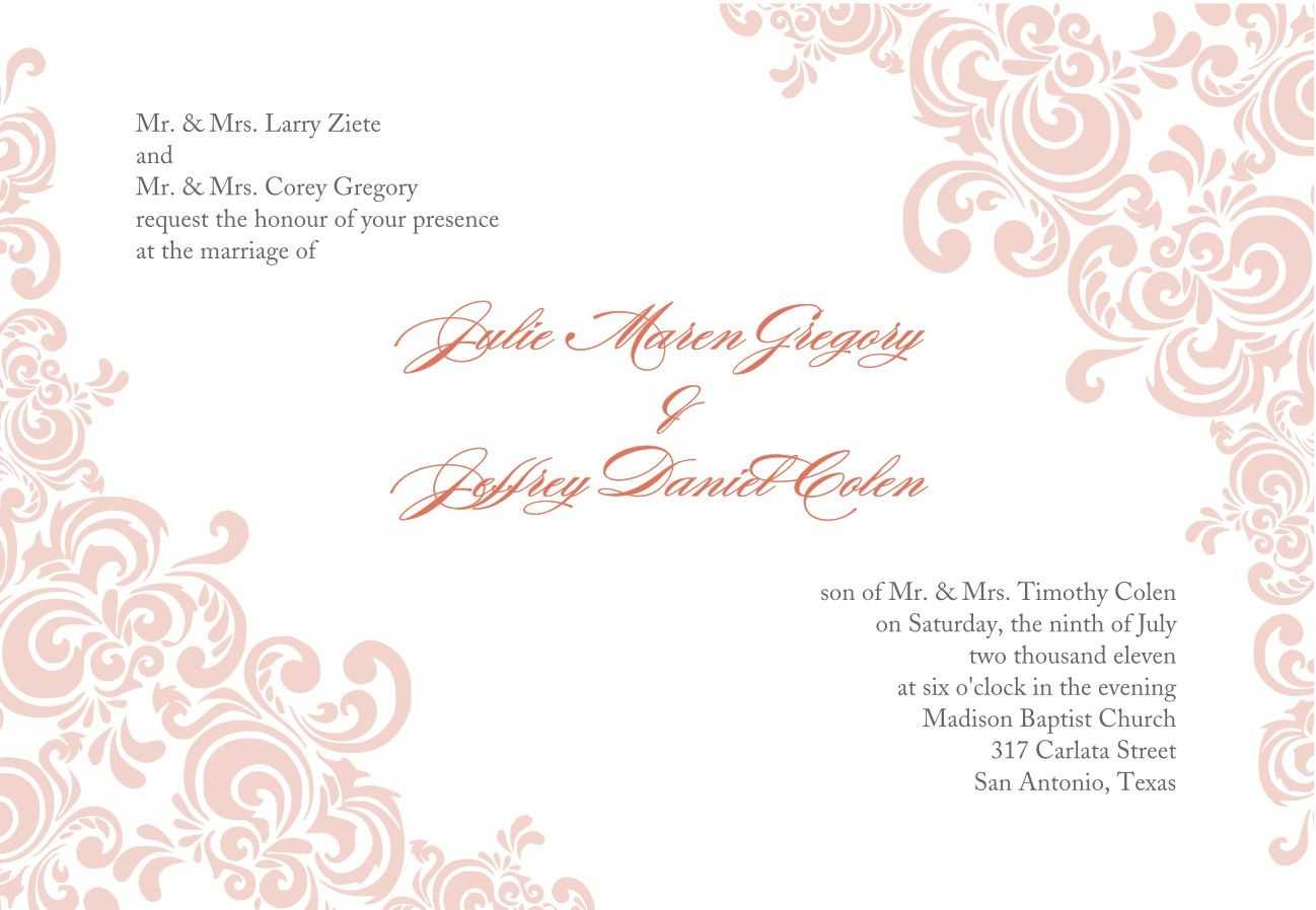 Formal Invitation Template Blank 3 | Free Printable Wedding Inside Blank Templates For Invitations