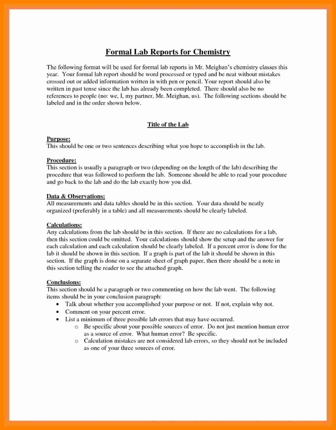 Formal Lab Report Example Best 5 Formal Lab Write Up Throughout Lab Report Template Chemistry