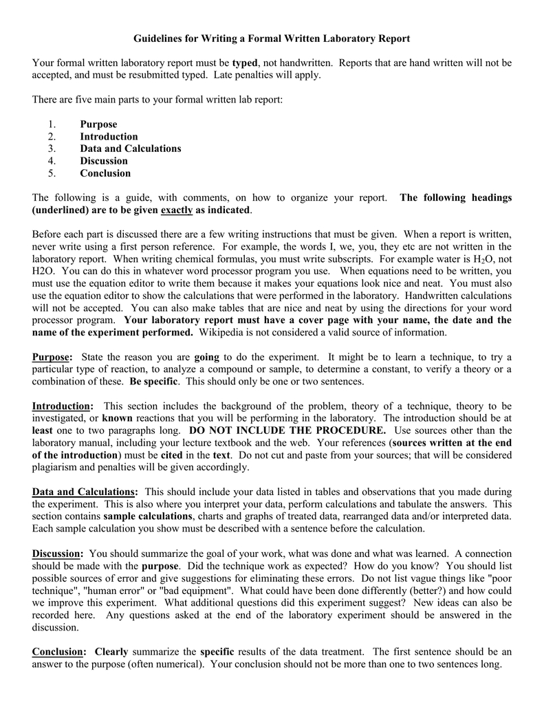 Formal Lab Report For Lab Report Conclusion Template