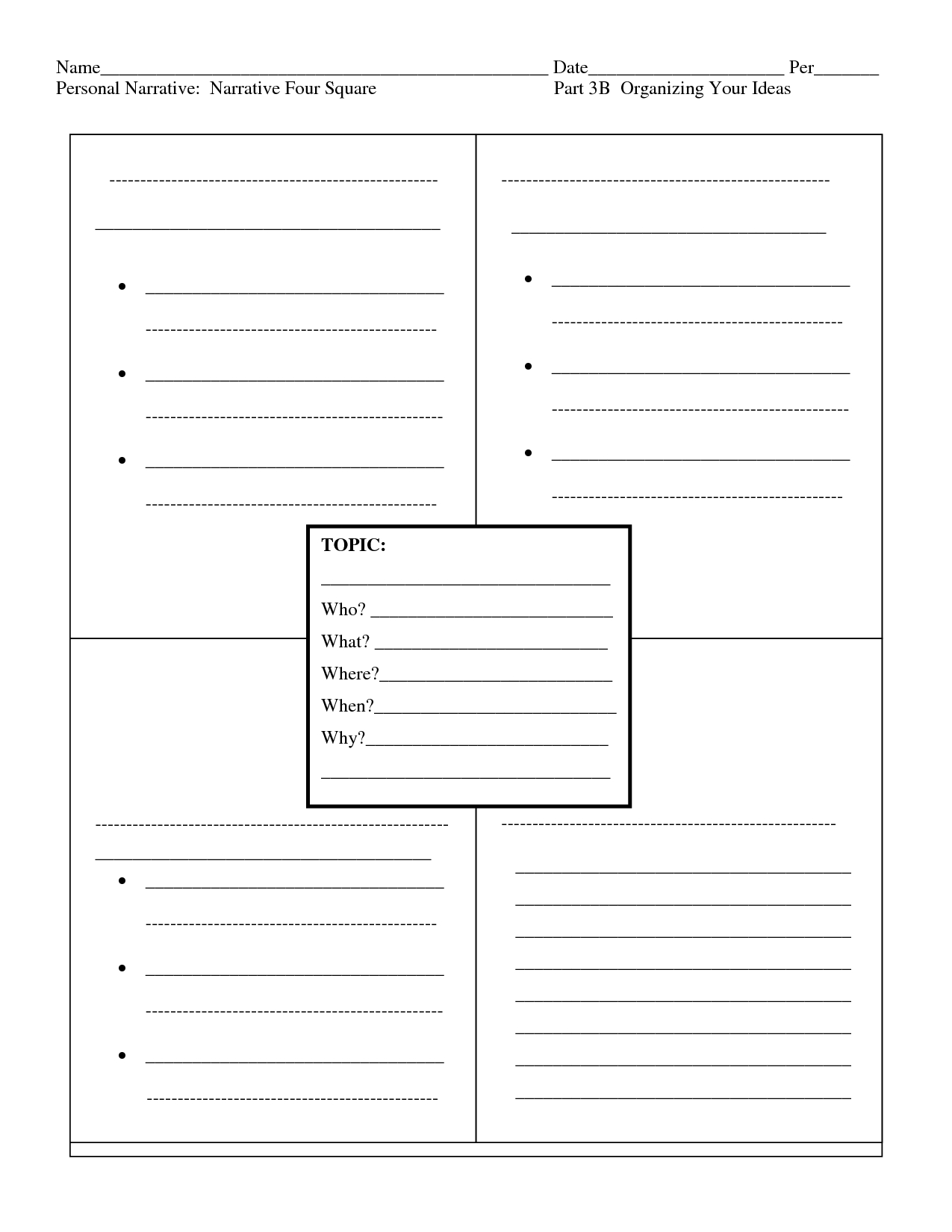 Four Square Writing Template Printable | Narrative Four With Regard To Blank Four Square Writing Template