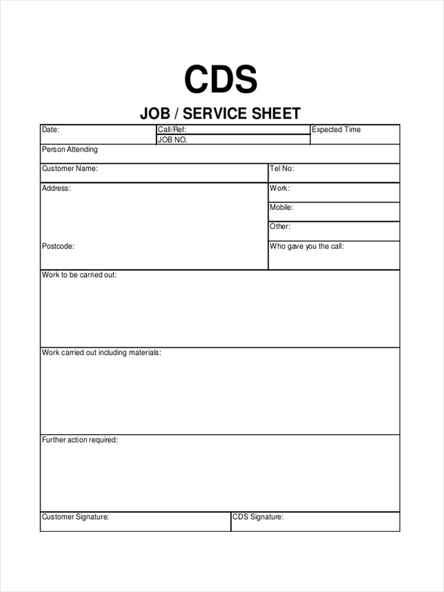 Free 10+ Job Sheet Examples & Samples In Google Docs Inside Mechanic Job Card Template