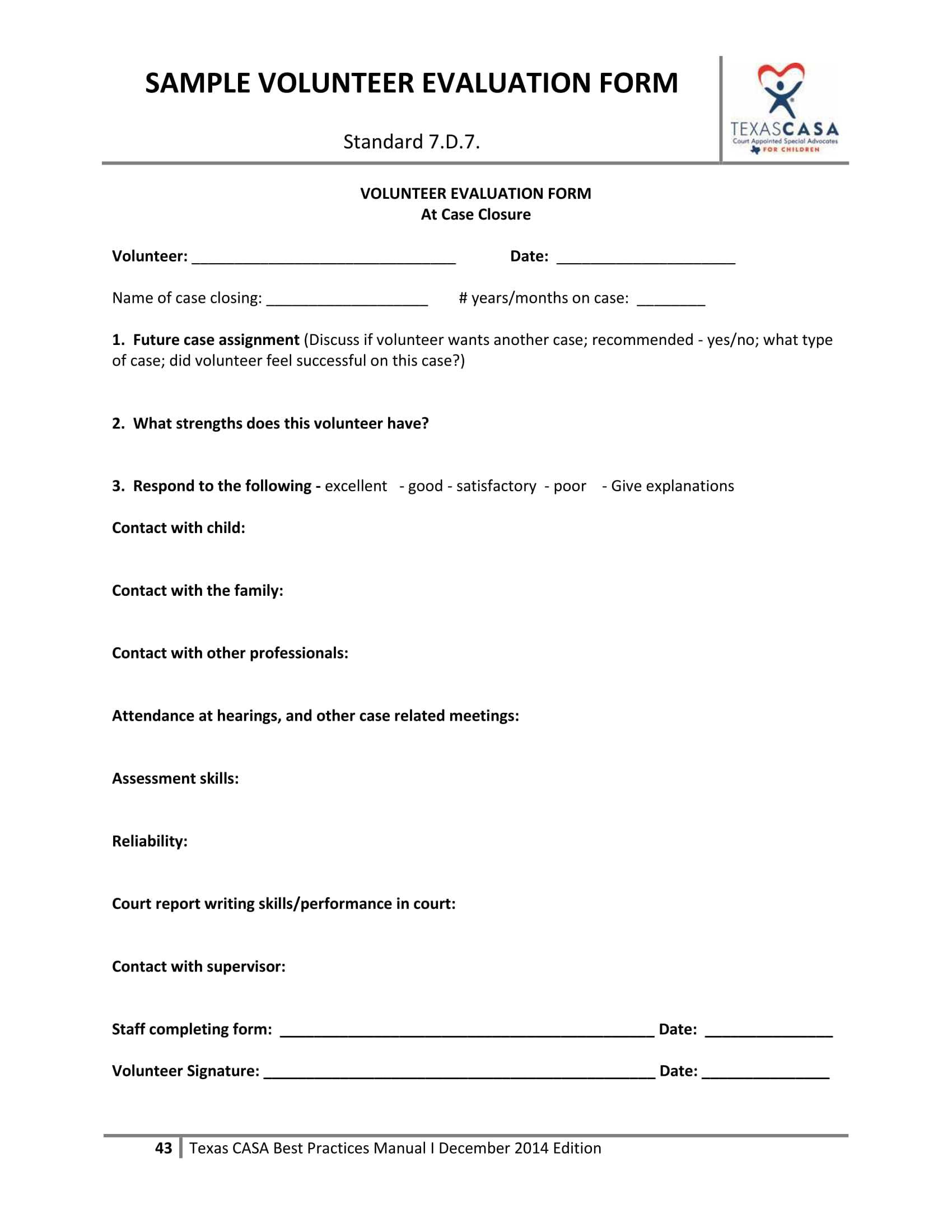 Free 14+ Volunteer Evaluation Forms | Pdf In Blank Evaluation Form Template