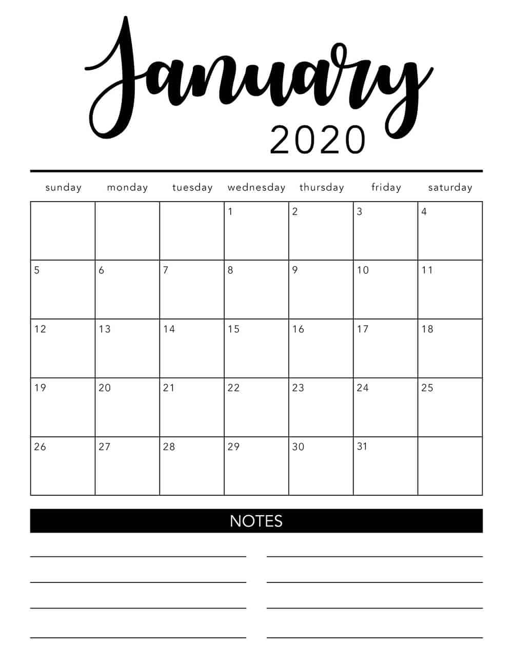 Free 2020 Printable Calendar Template (2 Colors!) – I Heart Intended For Blank Calander Template