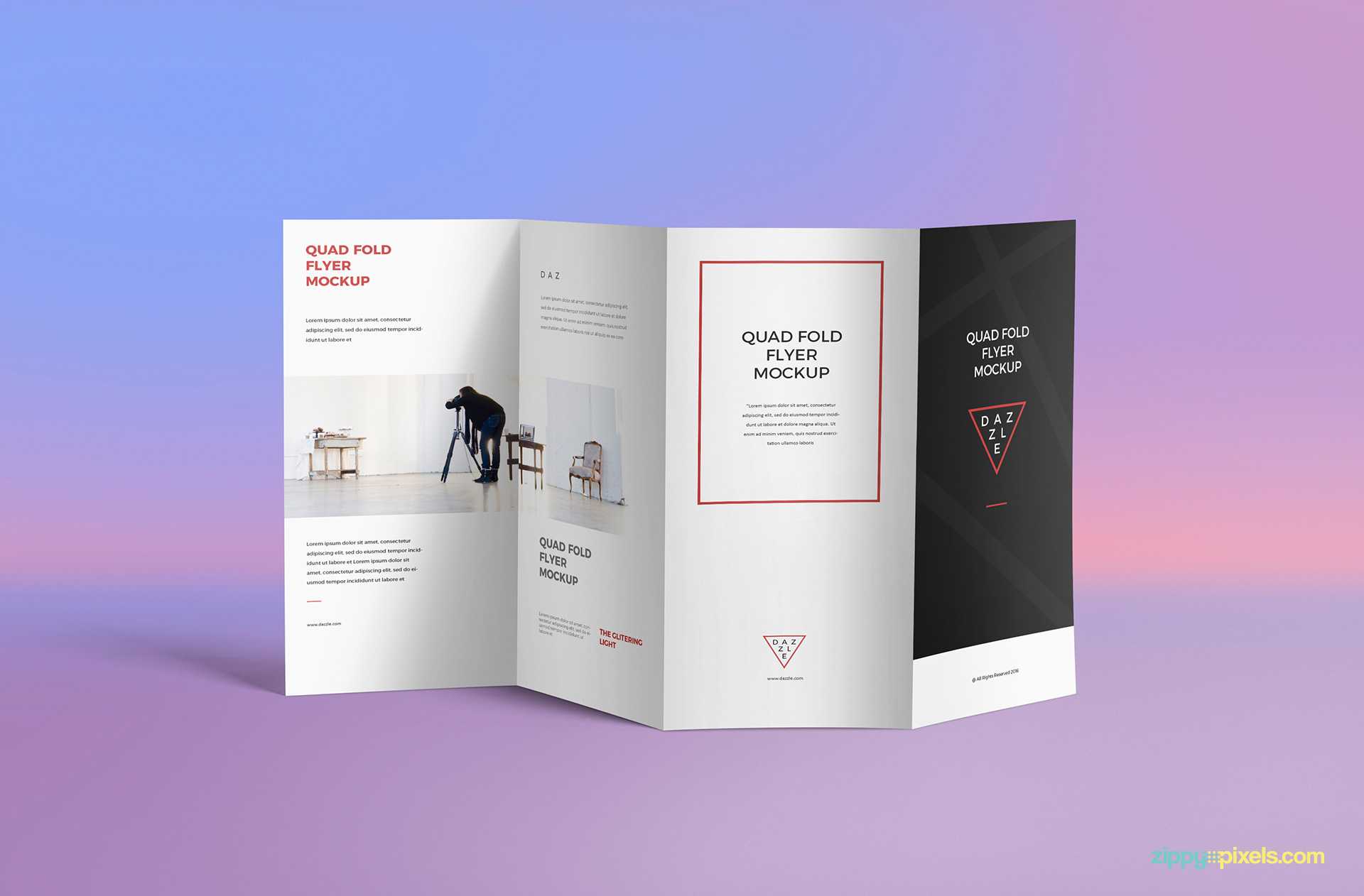 Free 4 Fold Brochure Mockup | Zippypixels In Brochure 4 Fold Template