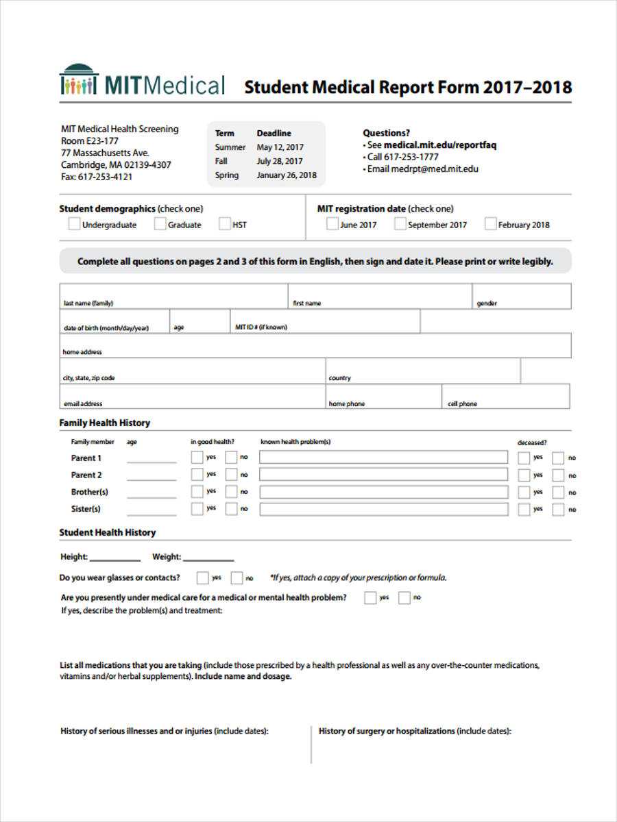 Free 7+ Medical Report Forms In Samples, Examples, Formats Regarding Medical Report Template Free Downloads