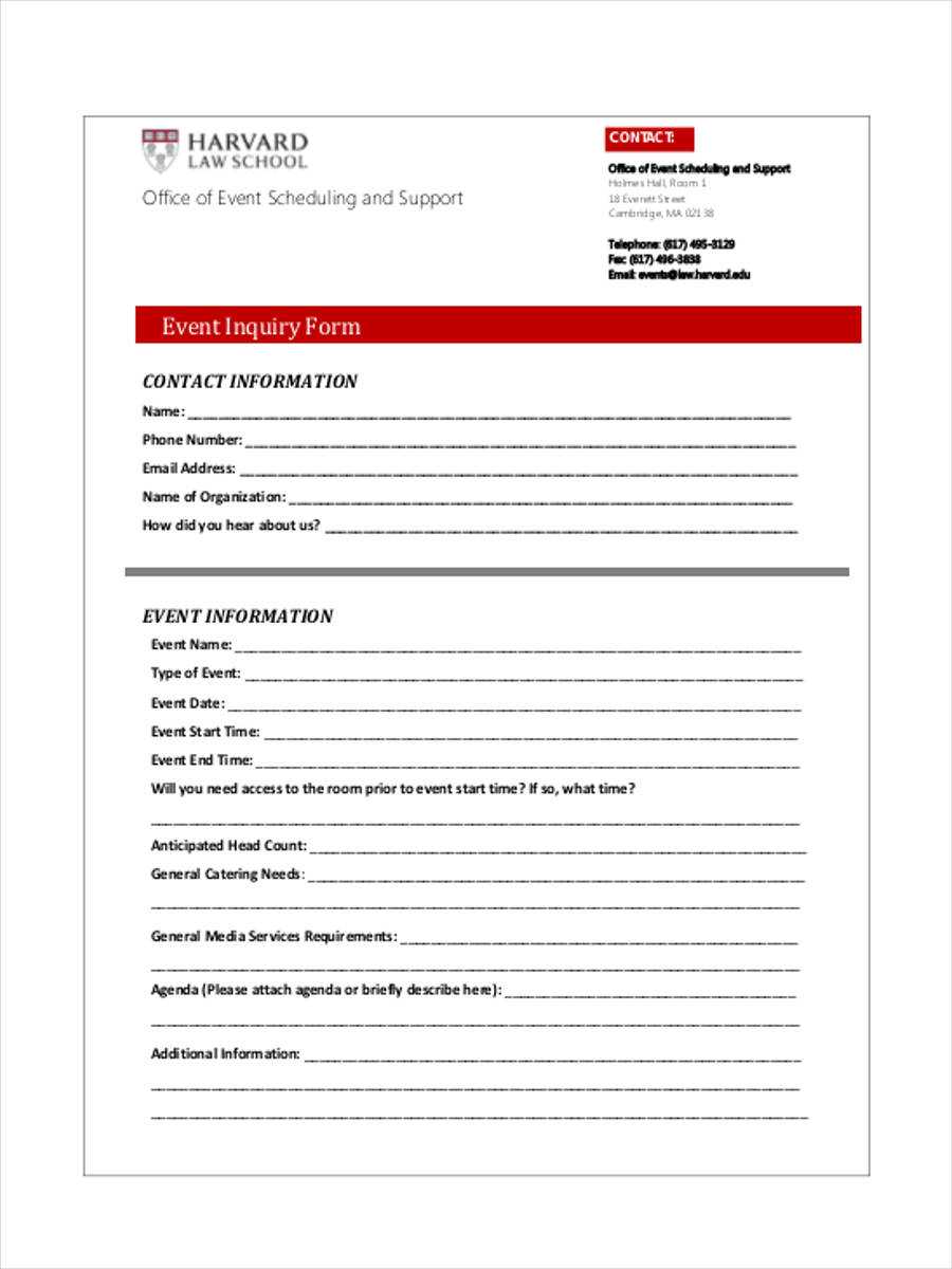 Free 7+ Sample Event Inquiry Forms In Word | Pdf In Enquiry Form Template Word