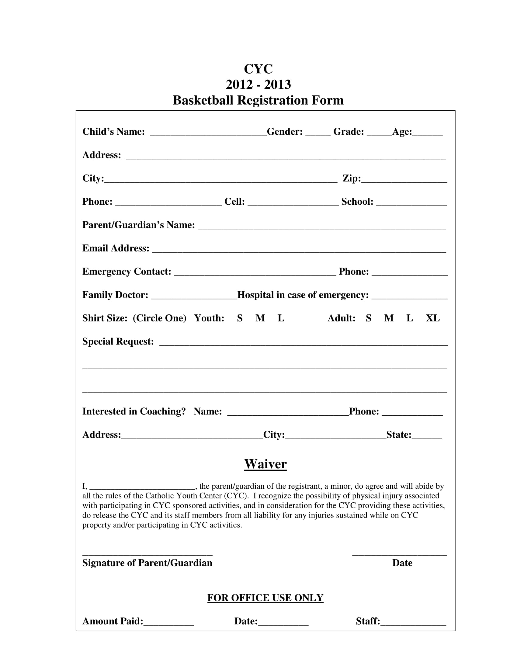 Free 9+ Basketball Registration Form Samples | Pdf Throughout Camp Registration Form Template Word