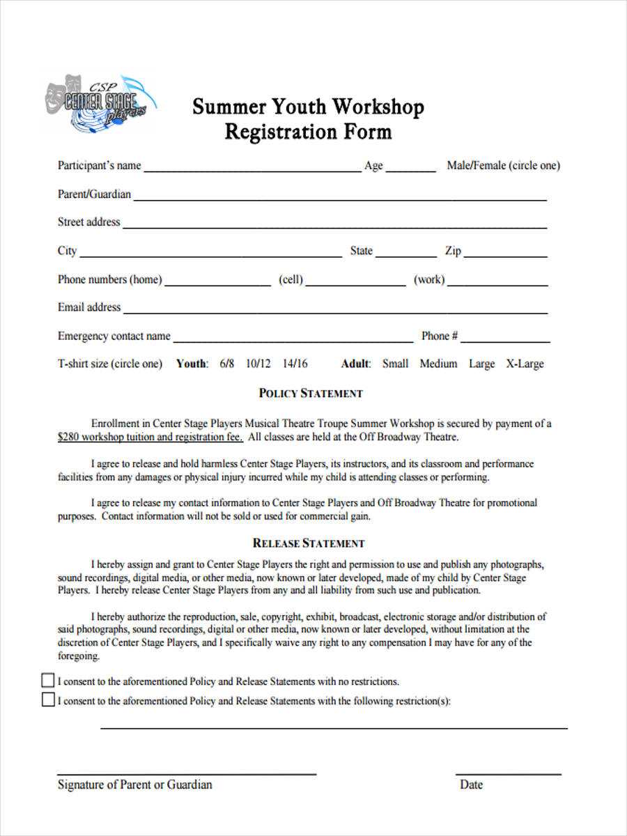 Free 9+ Workshop Registration Forms In Sample, Example, Format In Seminar Registration Form Template Word