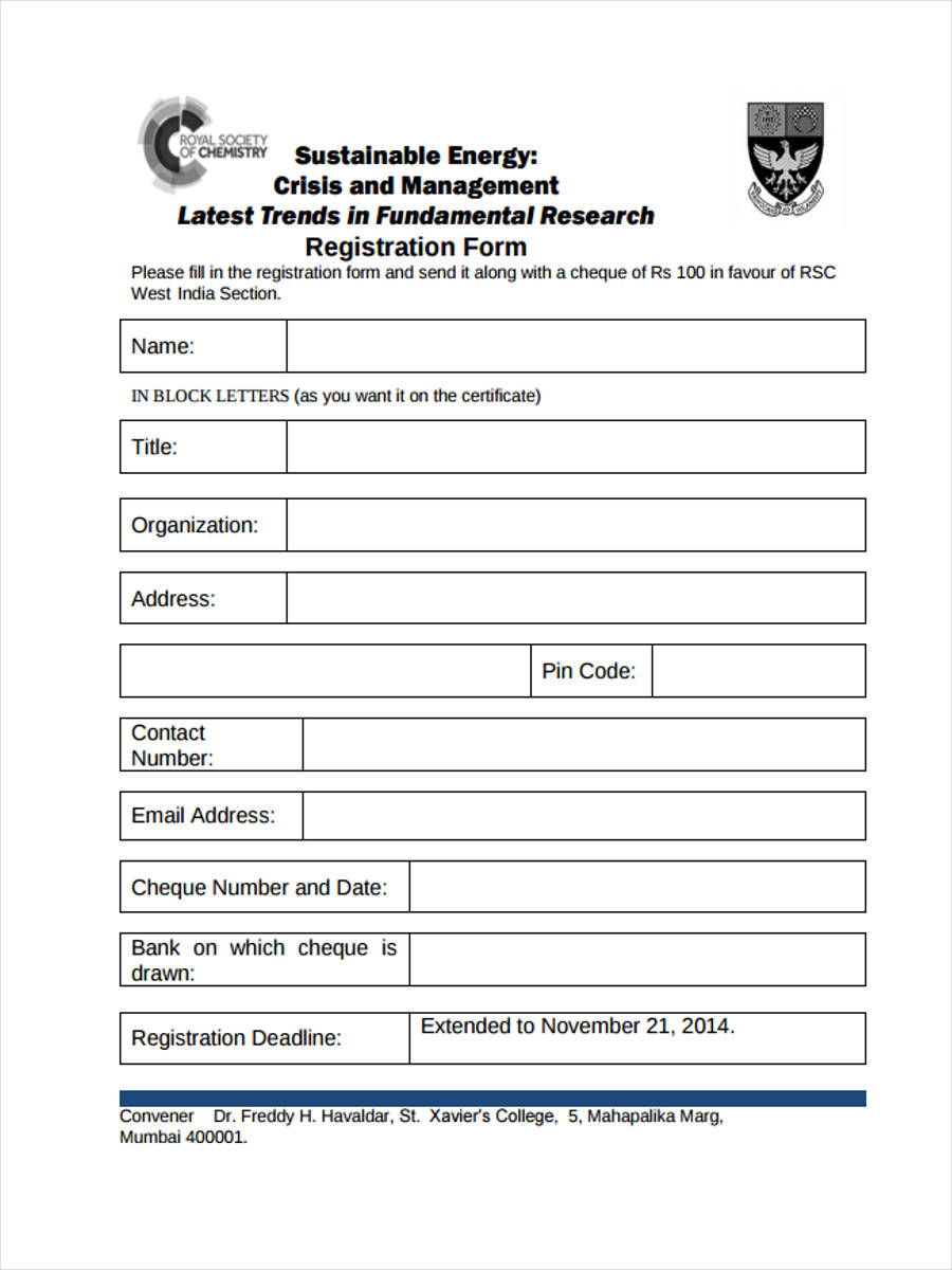 Free 9+ Workshop Registration Forms In Sample, Example, Format Intended For Seminar Registration Form Template Word