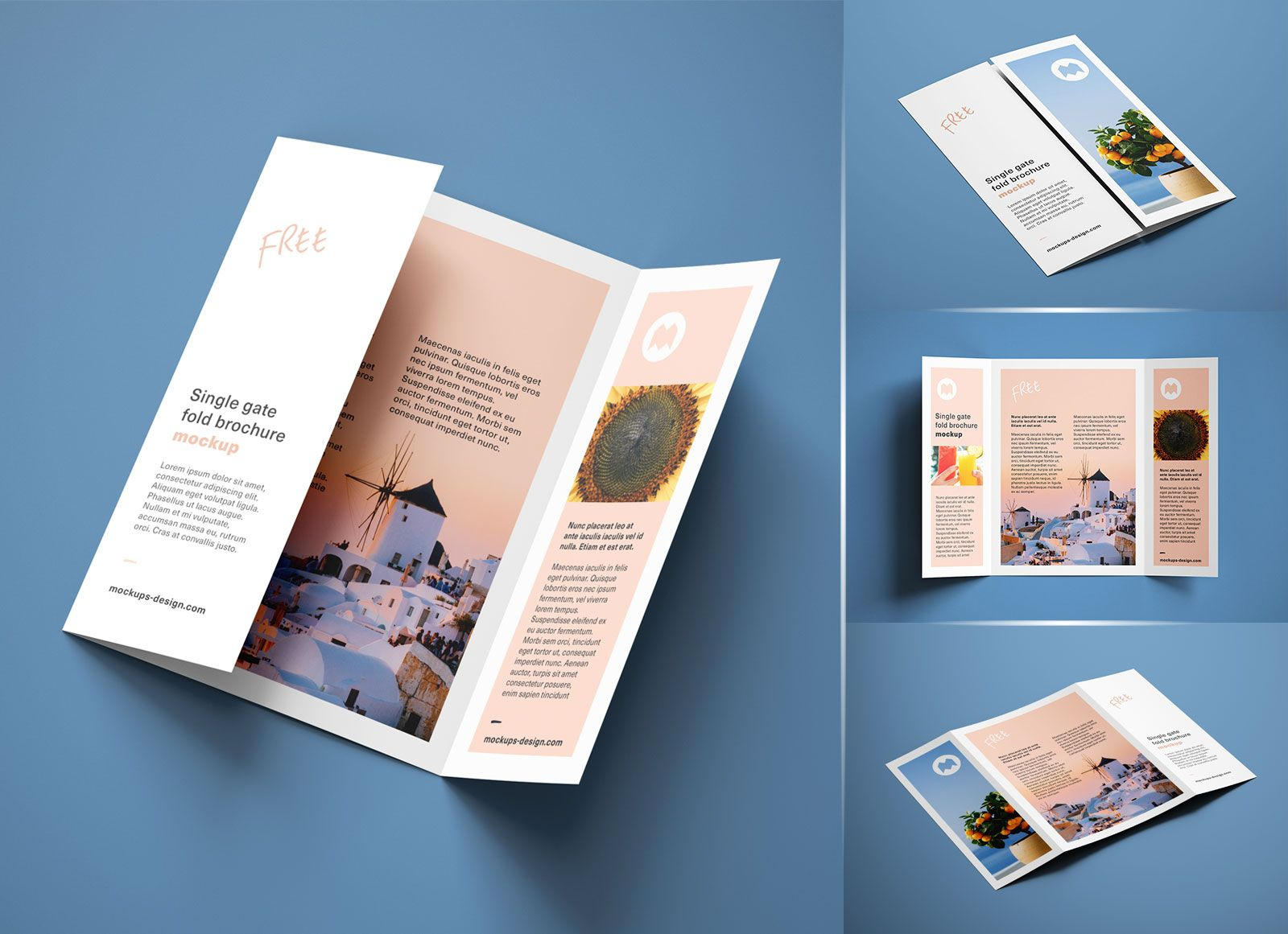 Free A4 Single Gate Fold Brochure Mockup Psd Set | Free With Regard To Single Page Brochure Templates Psd