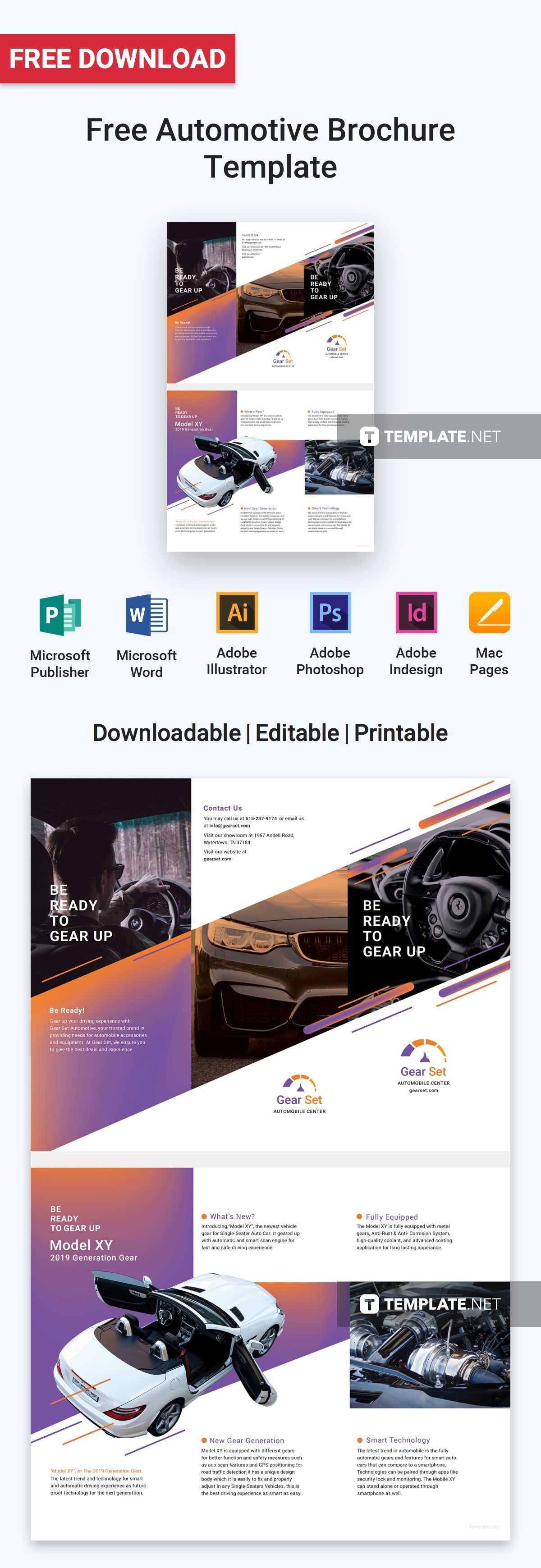 Free Automotive Brochure | Brochure Templates & Design 2019 Intended For Brochure Templates Adobe Illustrator