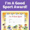 Free Award Certificate – I'm A Good Sport (Primary In Sports Day Certificate Templates Free
