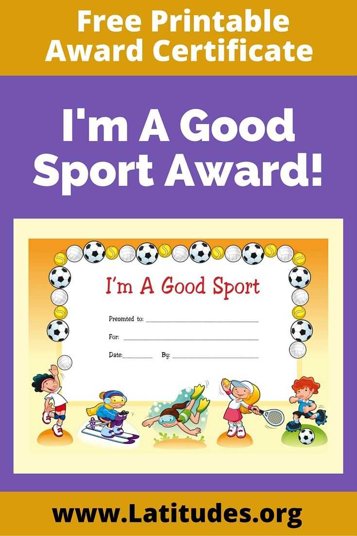 Free Award Certificate – I'm A Good Sport (Primary In Sports Day Certificate Templates Free