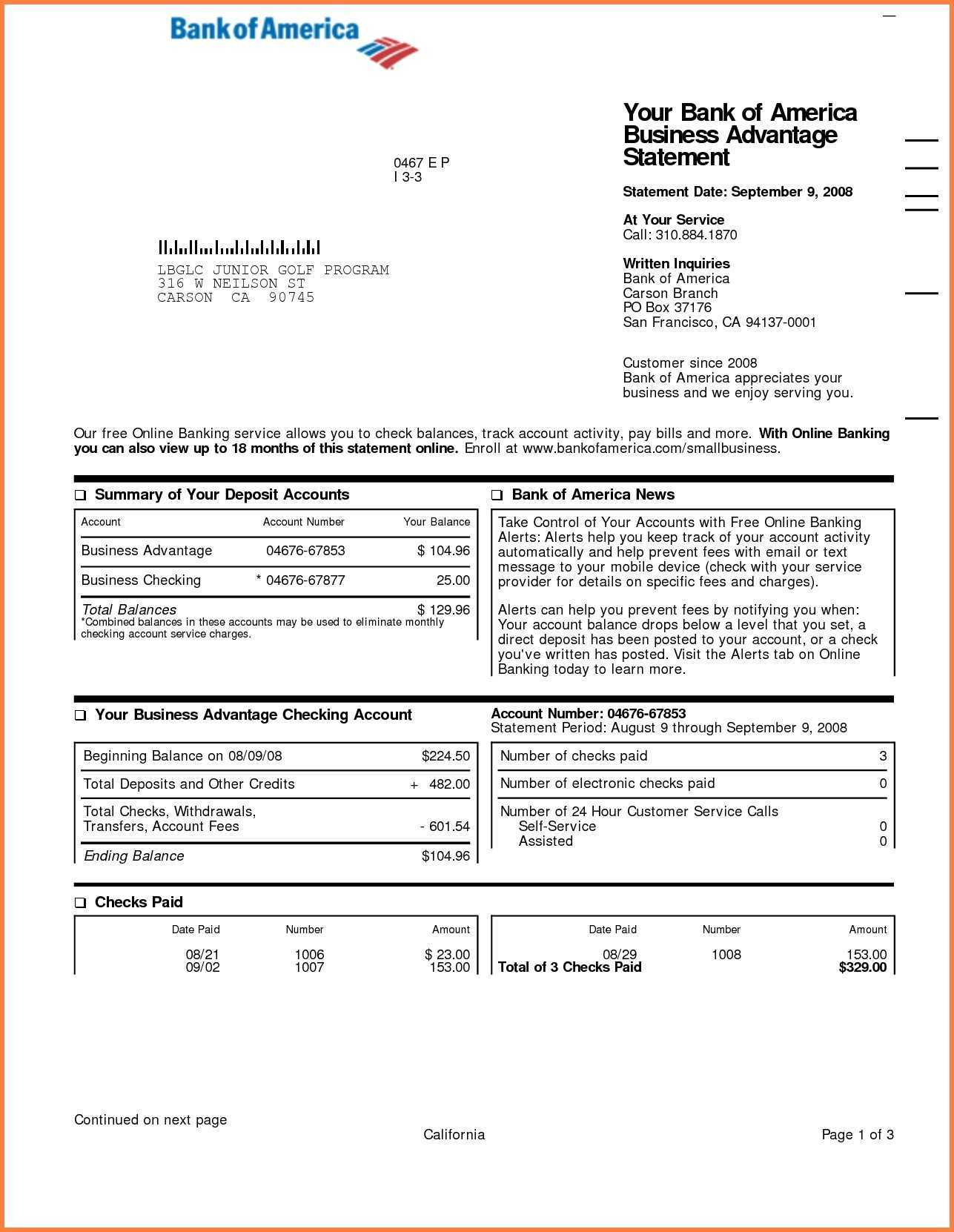 Free Bank Statement Template Printable Download Obc Stock Regarding Blank Bank Statement Template Download