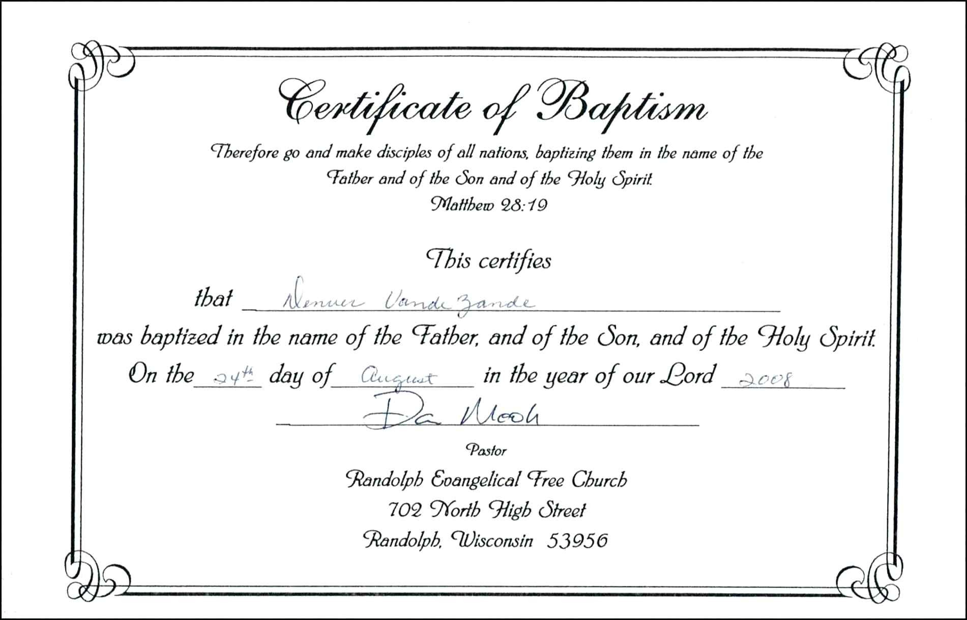 Free Baptism Certificate Template Download 200 Certificates Throughout Baptism Certificate Template Word