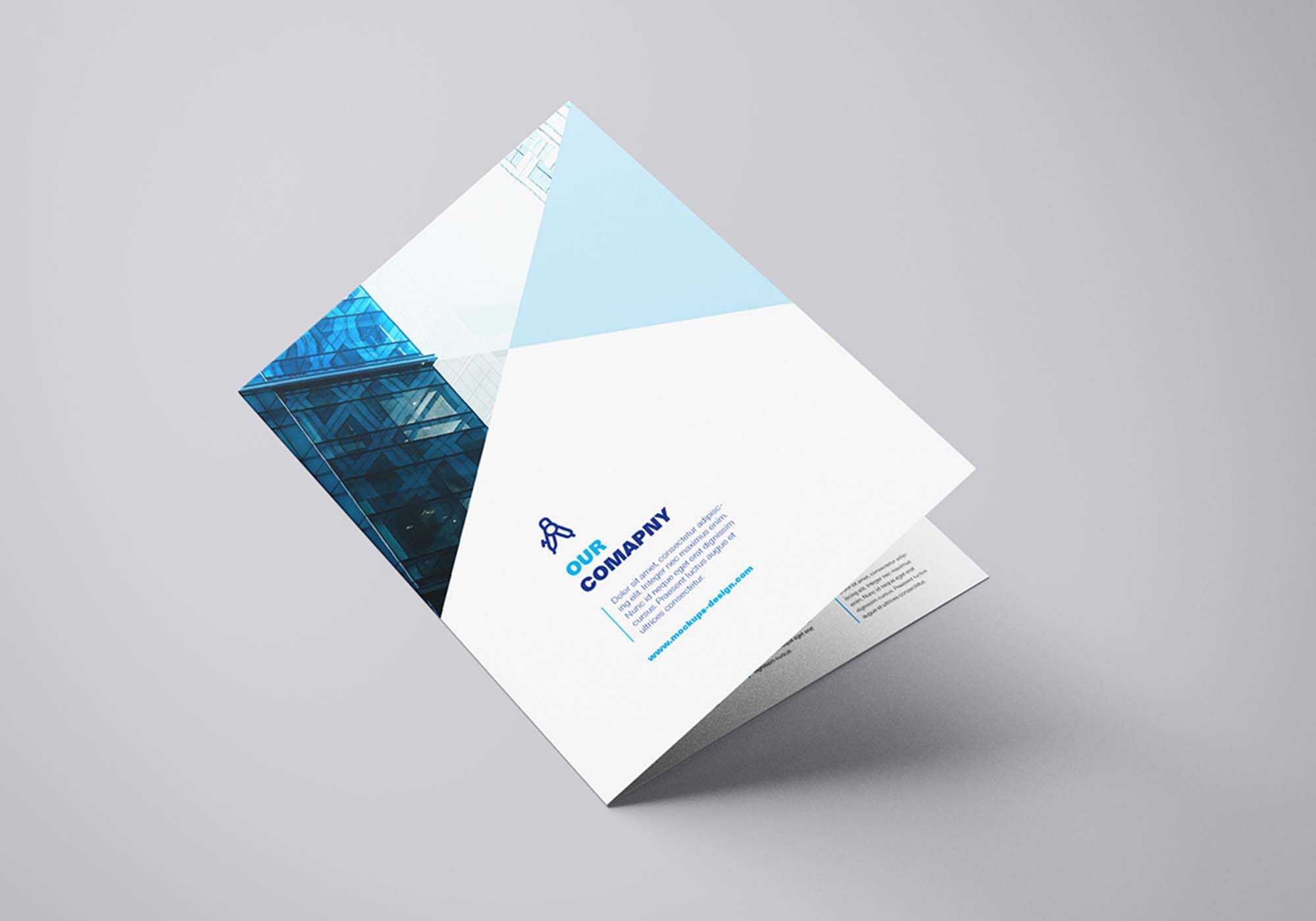 Free Bi Fold Mockup Template (Psd) Inside Two Fold Brochure Template Psd