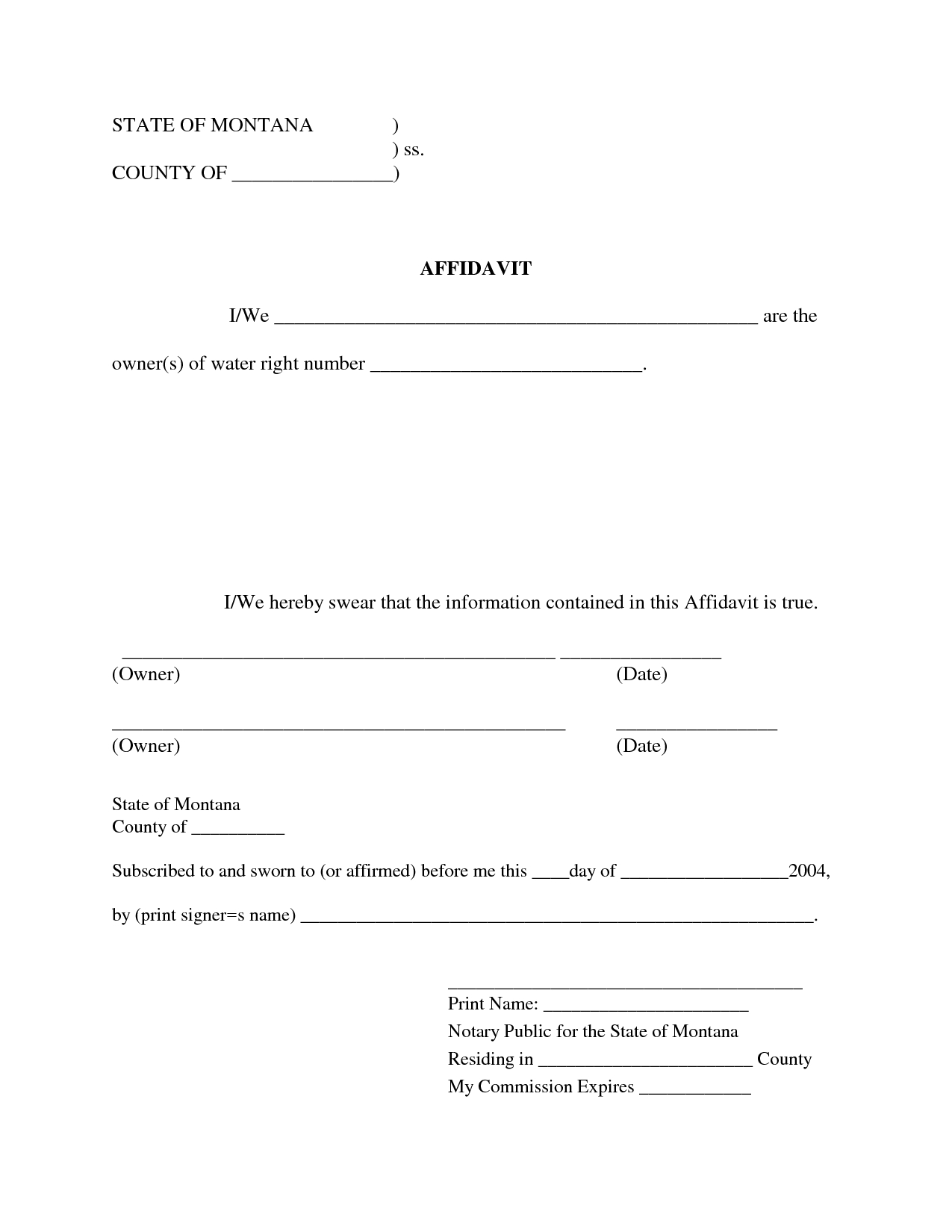 Free Blank Affidavit Form | Blank Sworn Affidavit Forms With Regard To Blank Legal Document Template