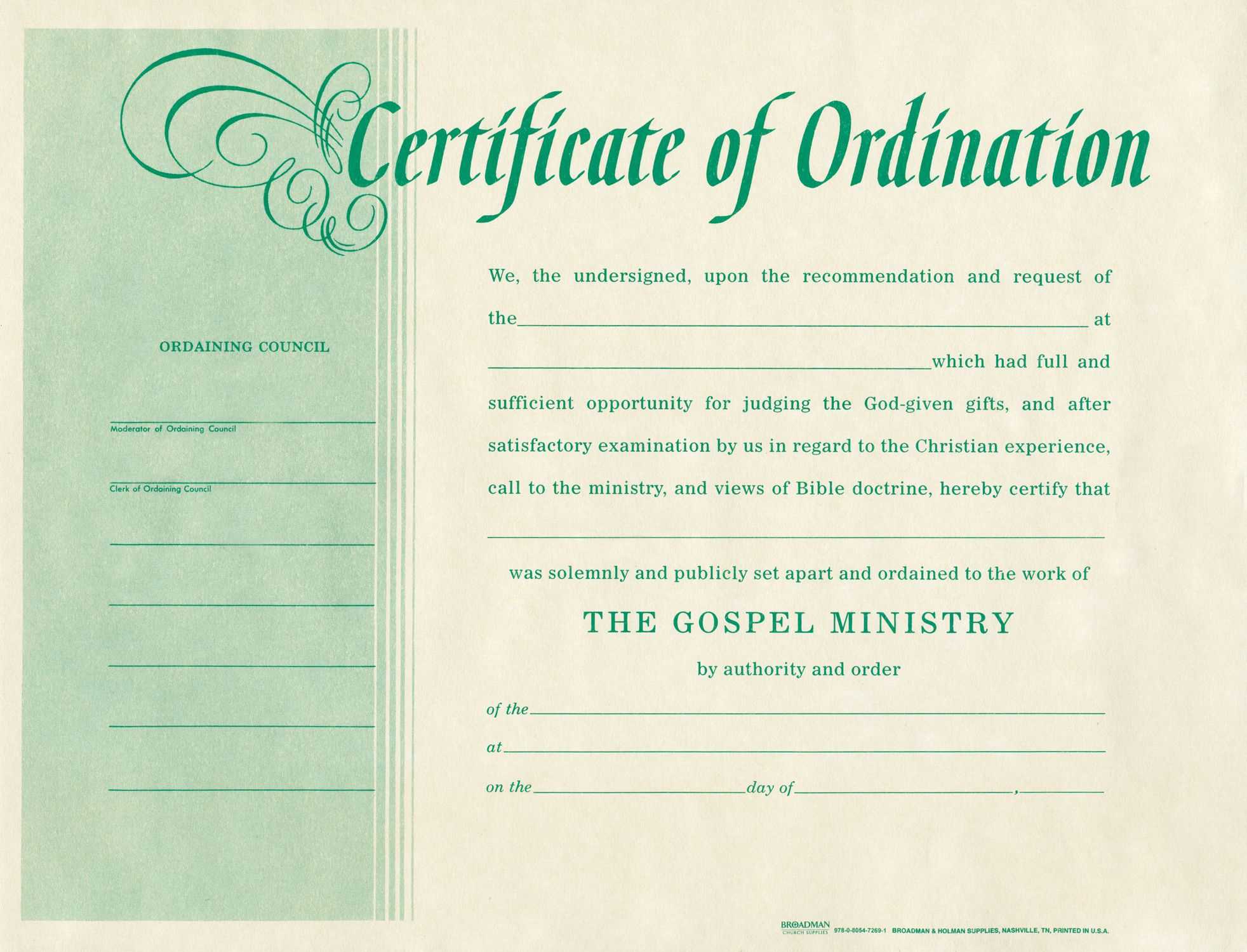 Free Blank Certificate Of Ordination | Ordination For Inside Certificate Of Ordination Template