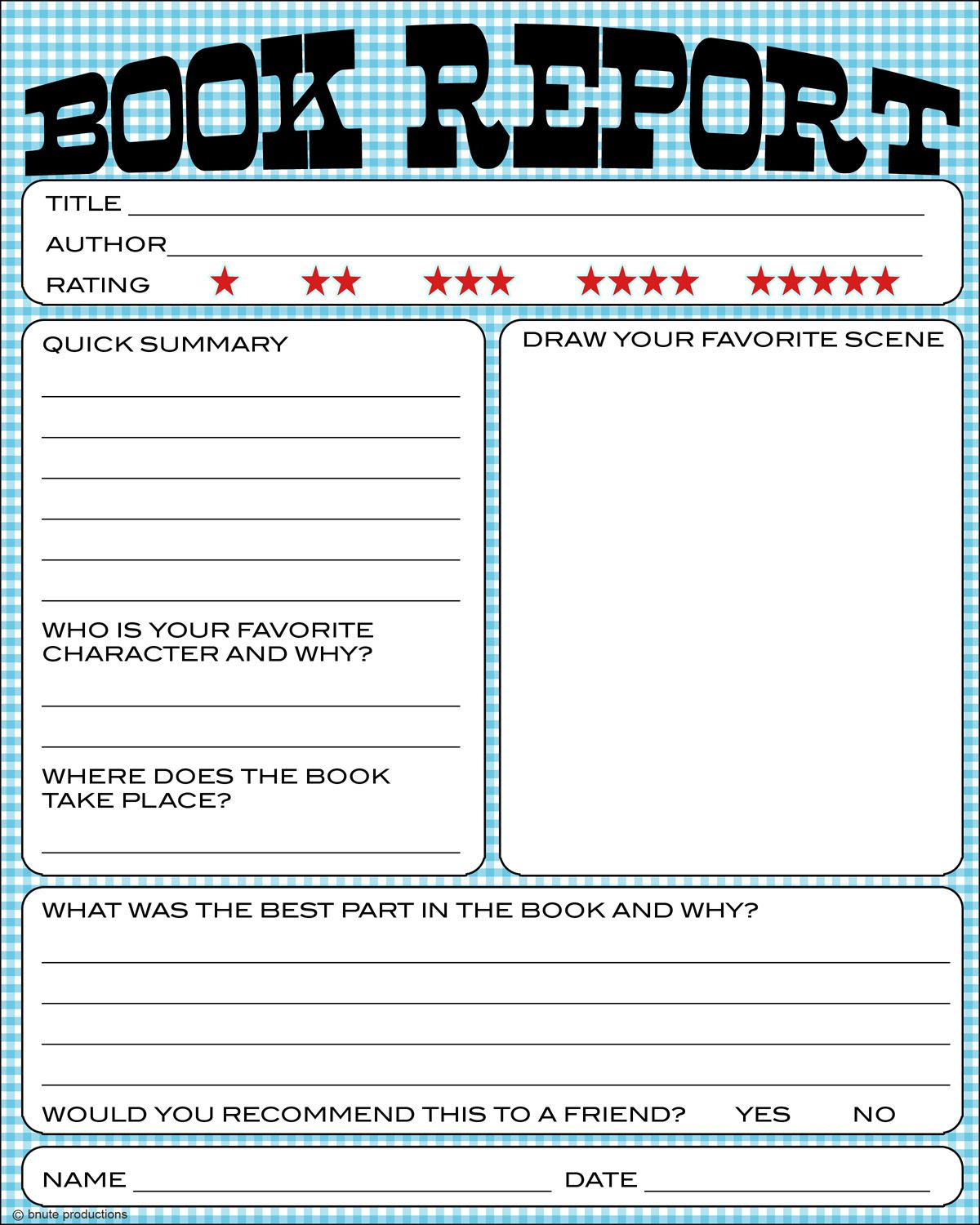 Free Book Report Printable - Great For Lower Primary Grades For Quick Book Reports Templates
