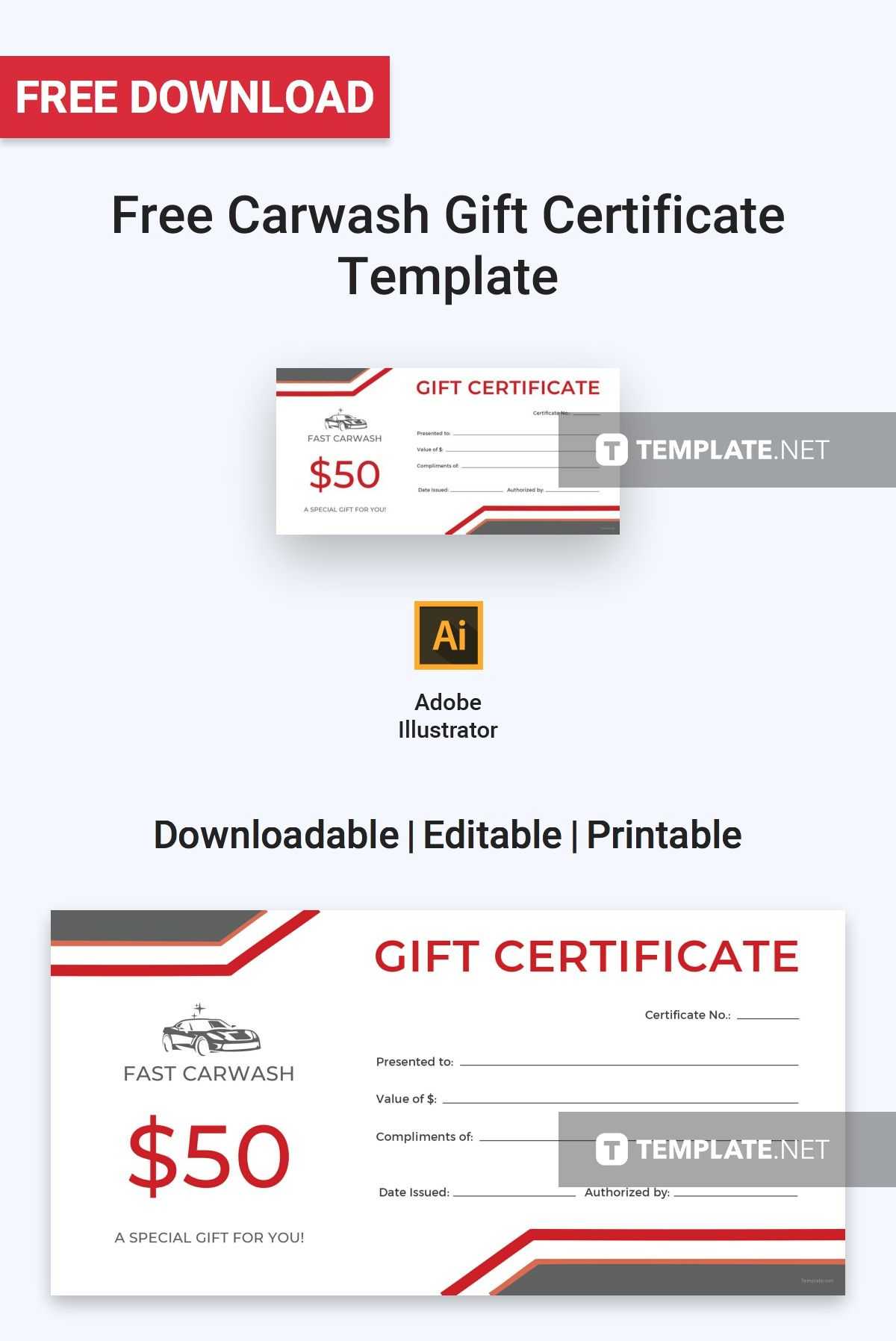 Free Carwash Gift Certificate | Certificate Templates For Indesign Gift Certificate Template