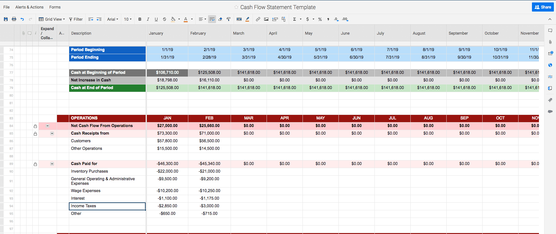 Free Cash Flow Statement Templates | Smartsheet In Cash Position Report Template