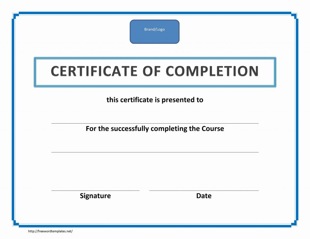 Free Certificate Of Completion Templates For Word Brochure In Free Certificate Of Completion Template Word